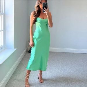ZARA GREEN SATIN DRESS